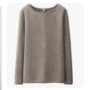 Uniqlo Women’s Tan 100% Cashmere Roll Neck Sweater Size Medium Used